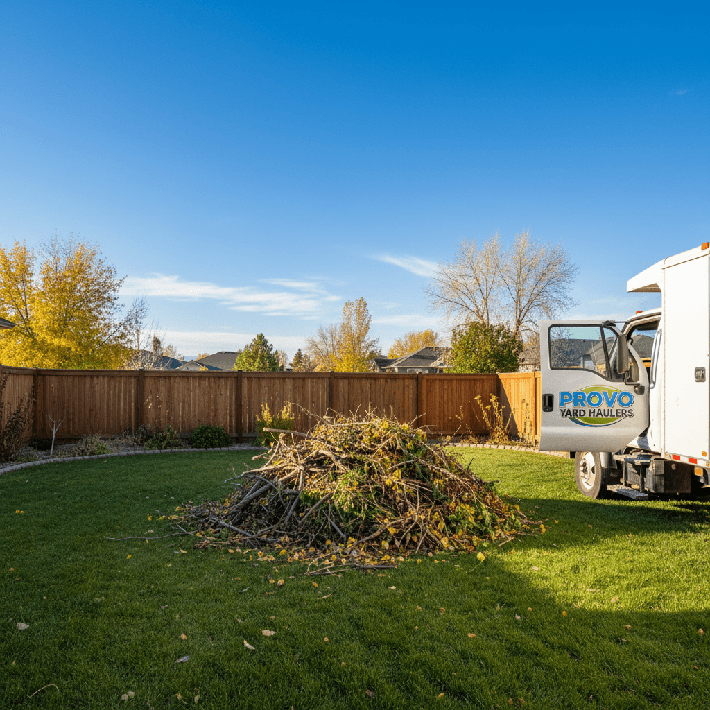 Yard debris pile ready for removal